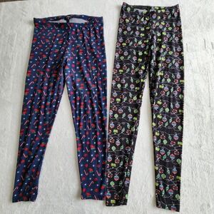 Christmas Leggings Womens Medium Large Festive Ornaments Candy Cane Xmas Pants